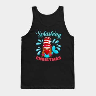 Splashing Christmas Mermaid Gnome Tank Top